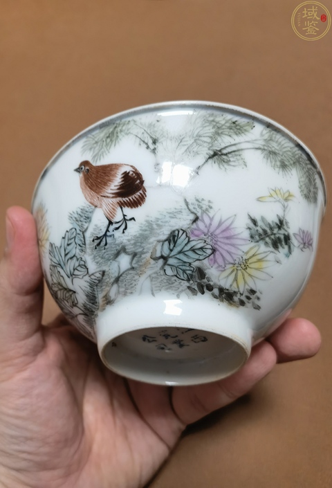 古玩陶瓷竹報平安安居樂業(yè)淺絳彩碗真品鑒賞圖