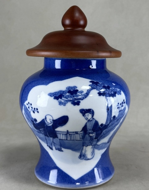 古玩陶瓷晚清灑藍(lán)釉開窗將軍罐真品鑒賞圖