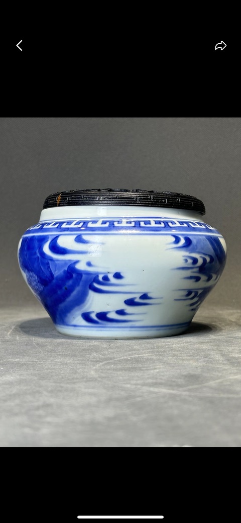 古玩陶瓷青花人物故事罐真品鑒賞圖