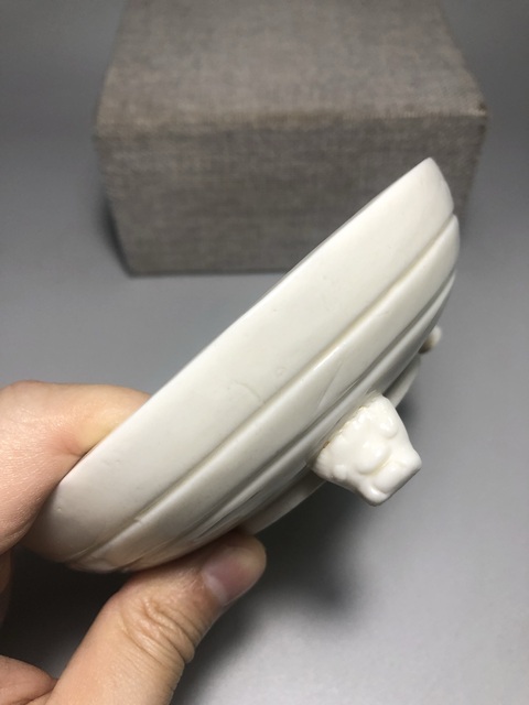 古玩陶瓷德化窯白釉三足洗真品鑒賞圖
