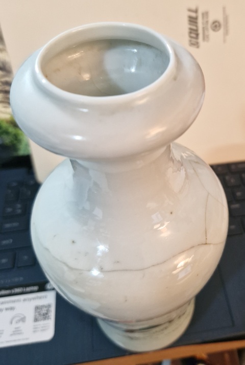 古玩陶瓷粉彩人物故事紋洗口瓶真品鑒賞圖