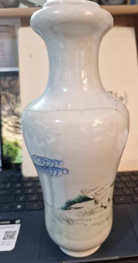 古玩陶瓷粉彩人物故事紋洗口瓶真品鑒賞圖