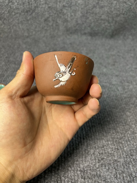 古玩陶瓷紫砂加彩杏林春燕紋杯一對拍賣，當前價格1288元