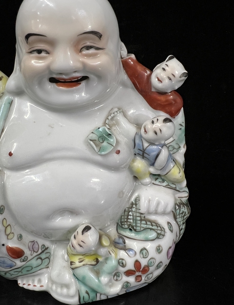 古玩陶瓷民國-粉彩花卉五子笑佛拍賣，當前價格3699元