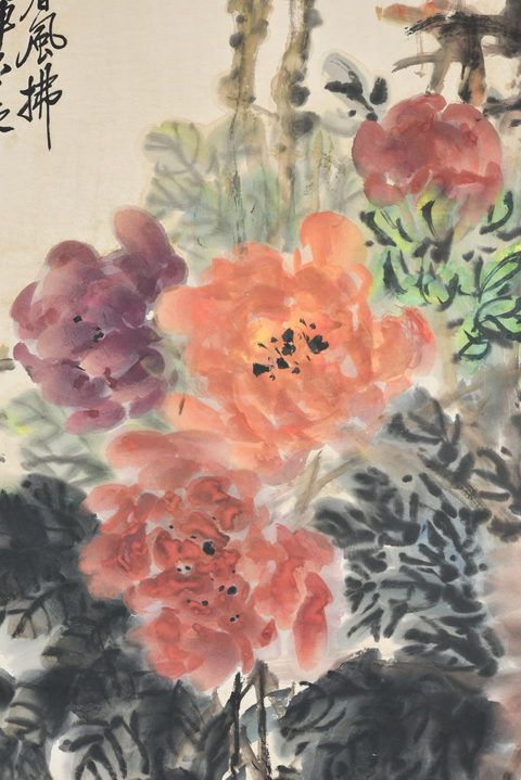 古玩字畫紅時檻外春風拂真品鑒賞圖