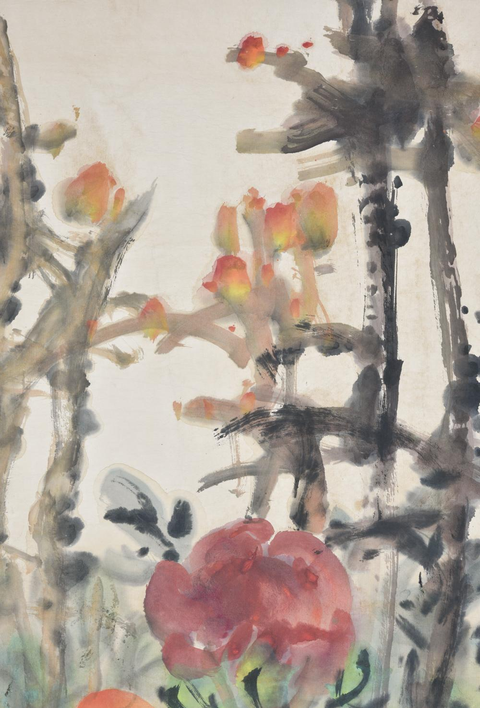 古玩字畫紅時檻外春風拂真品鑒賞圖