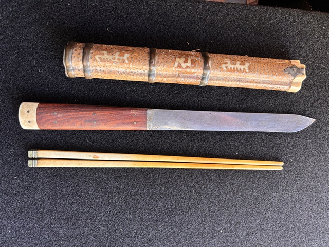 古玩銅器滿蒙餐刀真品鑒賞圖