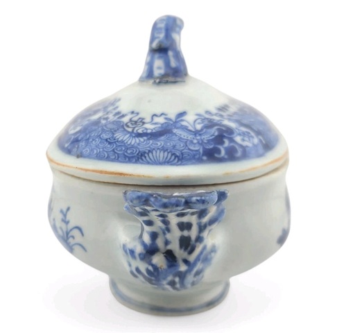 古玩陶瓷青花亭臺樓閣山水紋蓋鍋真品鑒賞圖