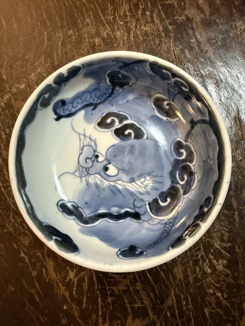 古玩陶瓷明治青花龍紋盤真品鑒賞圖