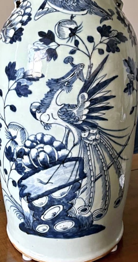 古玩陶瓷鳳紋青花嫁妝瓶真品鑒賞圖