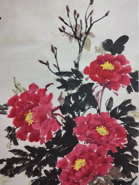 古玩字畫培東款寫意牡丹真品鑒賞圖