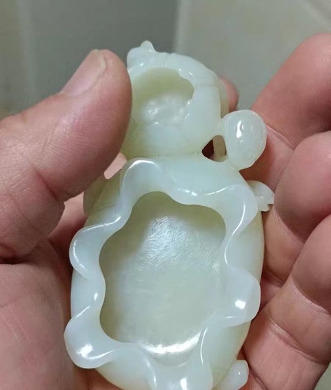 古玩玉器狹義和田玉山料筆洗真品鑒賞圖