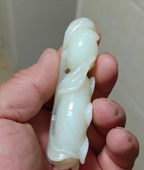 古玩玉器狹義和田玉山料筆洗真品鑒賞圖