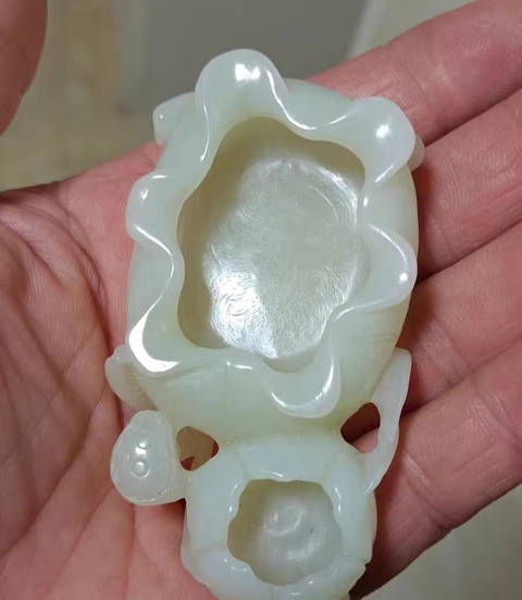 古玩玉器狹義和田玉山料筆洗真品鑒賞圖