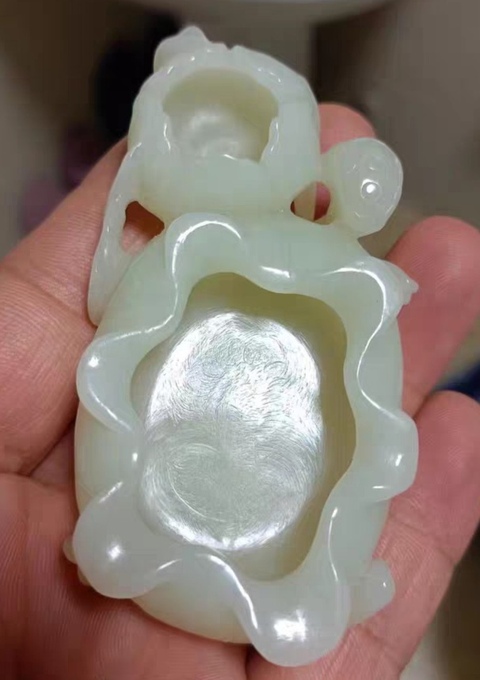 古玩玉器狹義和田玉山料筆洗真品鑒賞圖