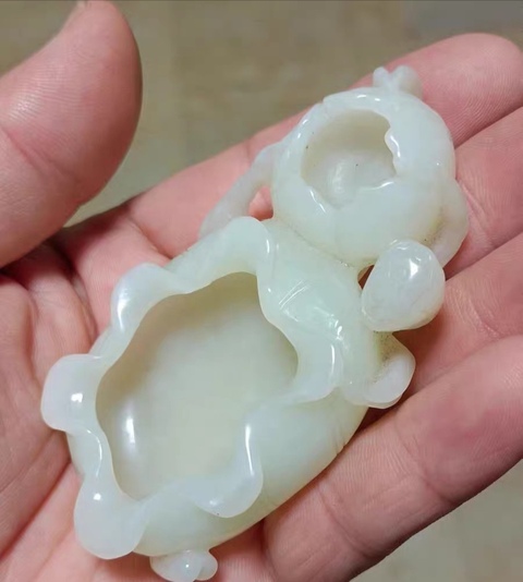 古玩玉器狹義和田玉山料筆洗真品鑒賞圖