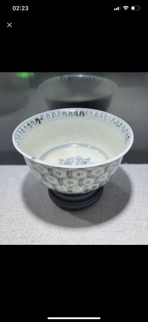古玩陶瓷明空白期 青花銅錢金剛十字寶杵梵文碗拍賣,當前價格8888元