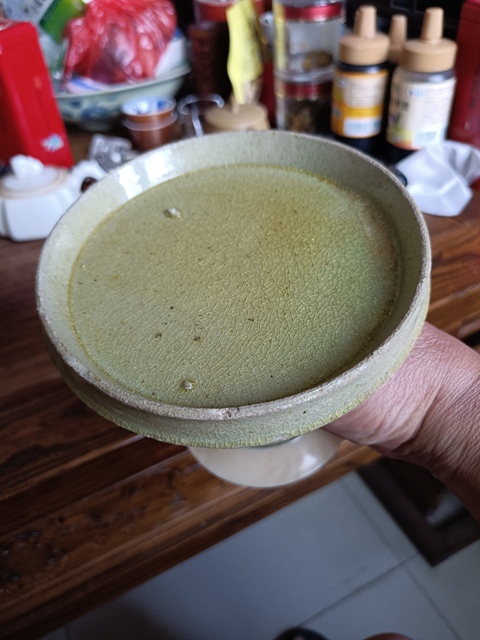 古玩陶瓷北朝晚期安陽窯青黃釉高足盤真品鑒賞圖
