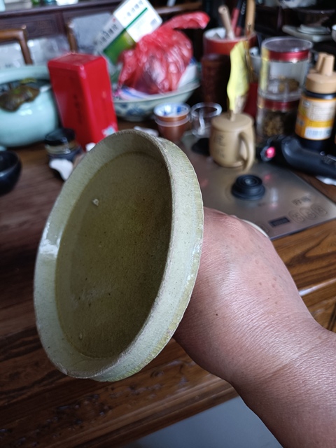 古玩陶瓷北朝晚期安陽窯青黃釉高足盤真品鑒賞圖