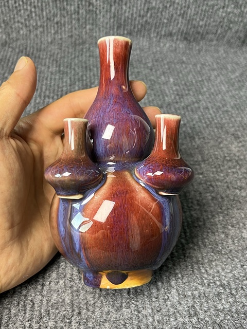 古玩陶瓷窯變釉五孔葫蘆瓶拍賣，當前價格10888元