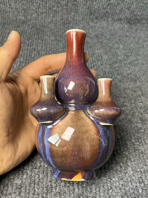 古玩陶瓷窯變釉五孔葫蘆瓶拍賣，當前價格10888元