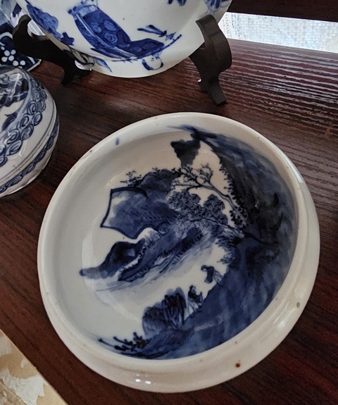 古玩陶瓷清中晚?青花人物山水紋臥足洗拍賣,當(dāng)前價(jià)格2600元