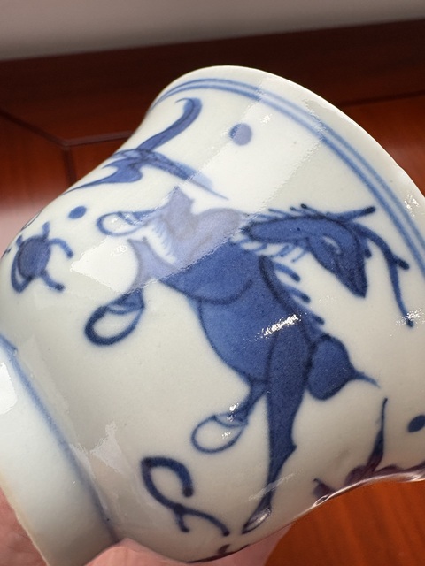 古玩陶瓷清晚·青花瑞獸紋杯 真品鑒賞圖