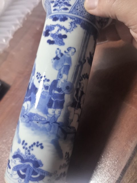 古玩陶瓷人物紋青花花觚真品鑒賞圖