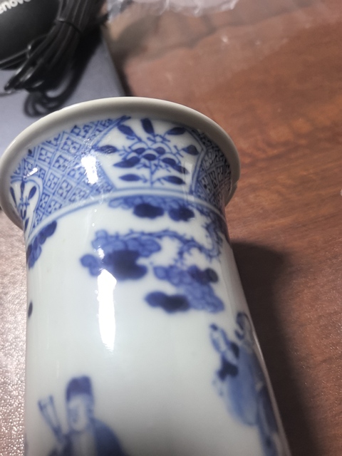 古玩陶瓷人物紋青花花觚真品鑒賞圖