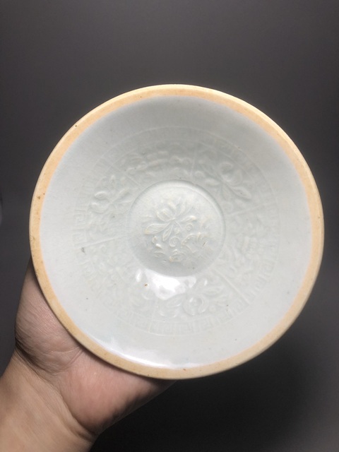 古玩陶瓷宋,青白釉花卉紋斗笠碗拍賣,當前價格4000元