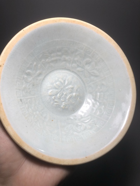 古玩陶瓷宋,青白釉花卉紋斗笠碗拍賣,當前價格4000元