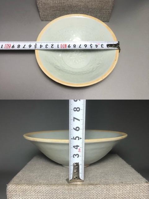 古玩陶瓷宋,青白釉花卉紋斗笠碗拍賣,當前價格4000元