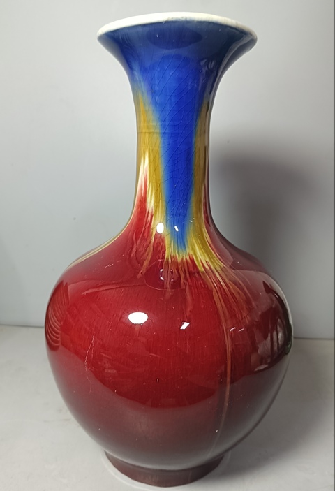 古玩陶瓷精美三陽開泰品種撇口瓶拍賣，當前價格388元