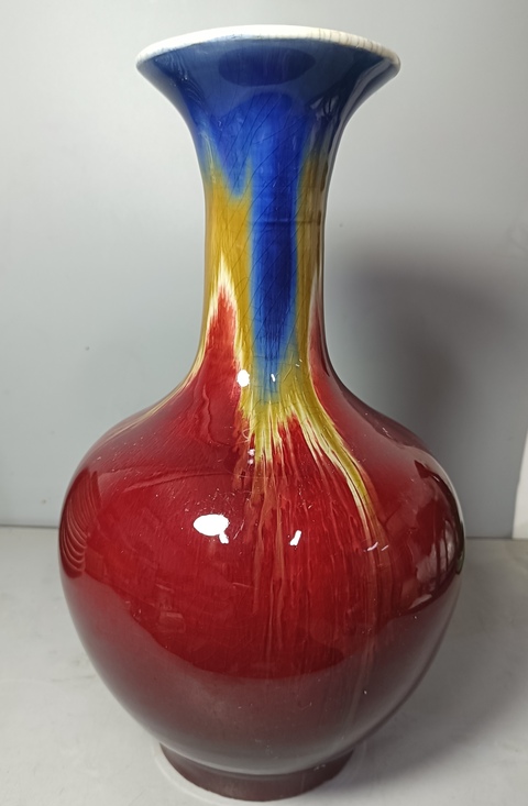 古玩陶瓷精美三陽開泰品種撇口瓶拍賣，當前價格388元