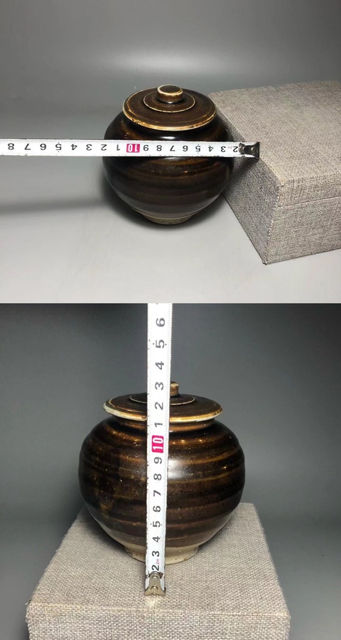 古玩陶瓷褐釉蓋罐真品鑒賞圖