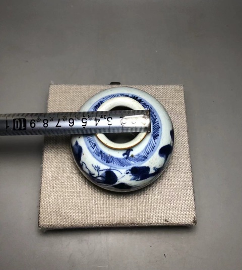 古玩陶瓷清乾隆，青花山水人物石榴罐拍賣，當前價格3000元