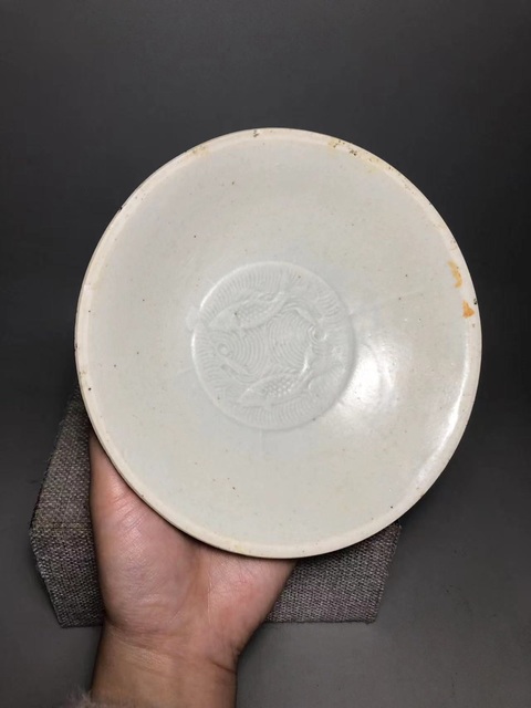 古玩陶瓷青白釉雙魚盤真品鑒賞圖