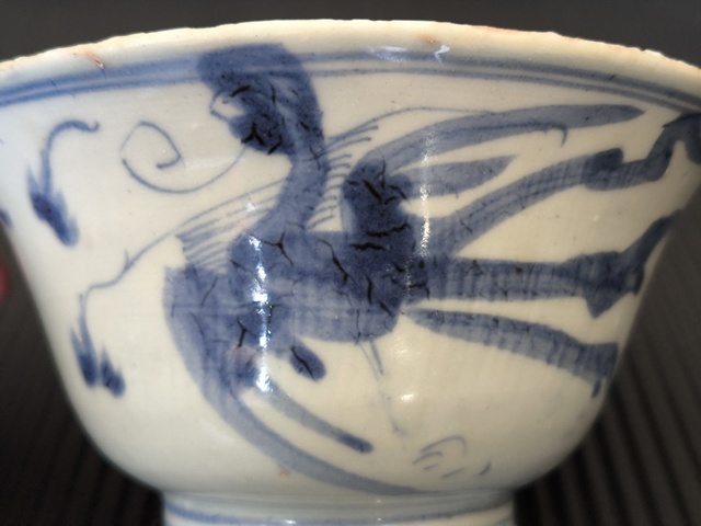 古玩陶瓷青花龍鳳呈祥碗拍賣,當前價格668元