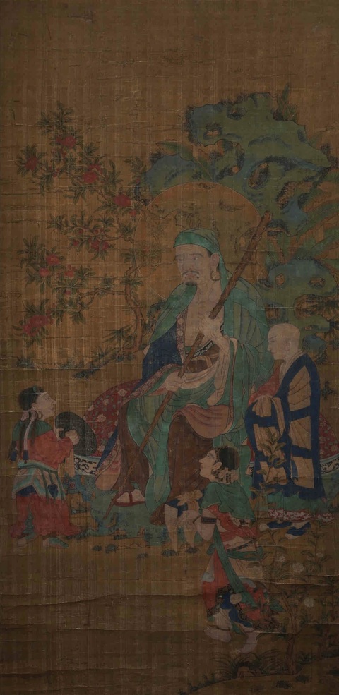 古玩字畫佚名工筆重彩羅漢圖真品鑒賞圖