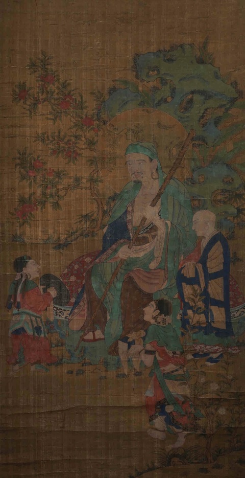 古玩字畫佚名工筆重彩羅漢圖真品鑒賞圖