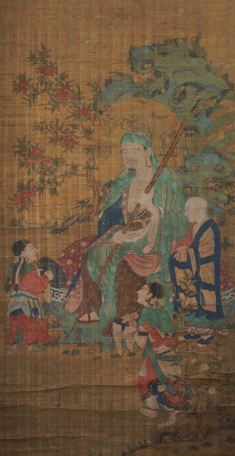 古玩字畫佚名工筆重彩羅漢圖真品鑒賞圖