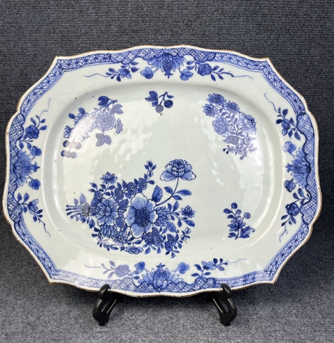 古玩陶瓷青花折枝花卉紋盤真品鑒賞圖