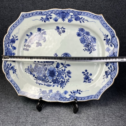 古玩陶瓷青花折枝花卉紋盤真品鑒賞圖