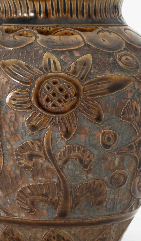古玩陶瓷花鳥紋褐釉罐真品鑒賞圖