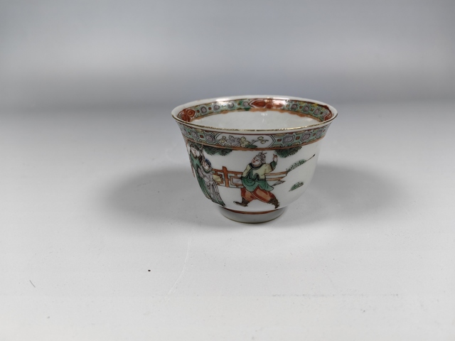 古玩陶瓷清道咸粉彩人物故事紋茶園真品鑒賞圖