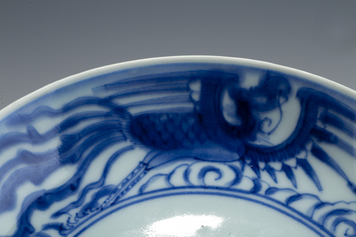 古玩陶瓷清早·青花三鳳壽字紋盤拍賣,當前價格1692元