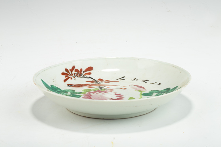 古玩陶瓷民國·粉彩花鳥紋盤拍賣，當前價格0元
