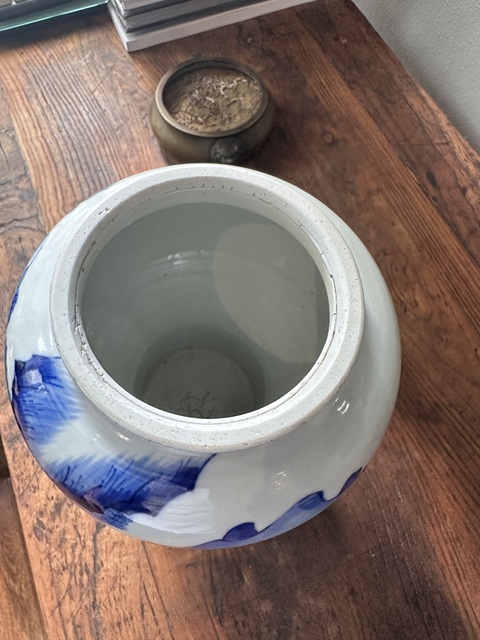 古玩陶瓷人物山水紋青花鳳尾尊標本真品鑒賞圖