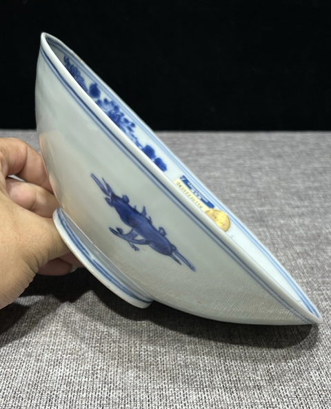 古玩陶瓷青花折枝花卉紋碗真品鑒賞圖