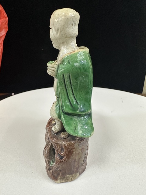 古玩陶瓷素三彩和合二仙人物瓷像拍賣，當前價格6880元